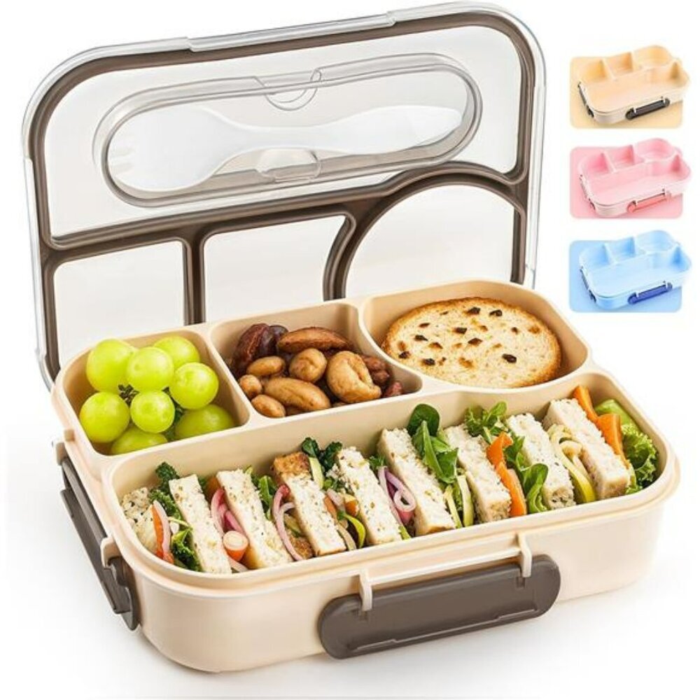 Leakproof bento lunch box 4 compartment microwave safe kids adult food container